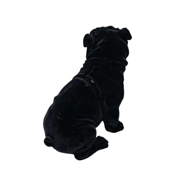 Vintage Flocked Black Pug Dog Coin Piggy Bank With Plug- Fuzzy - Picture 4 of 10
